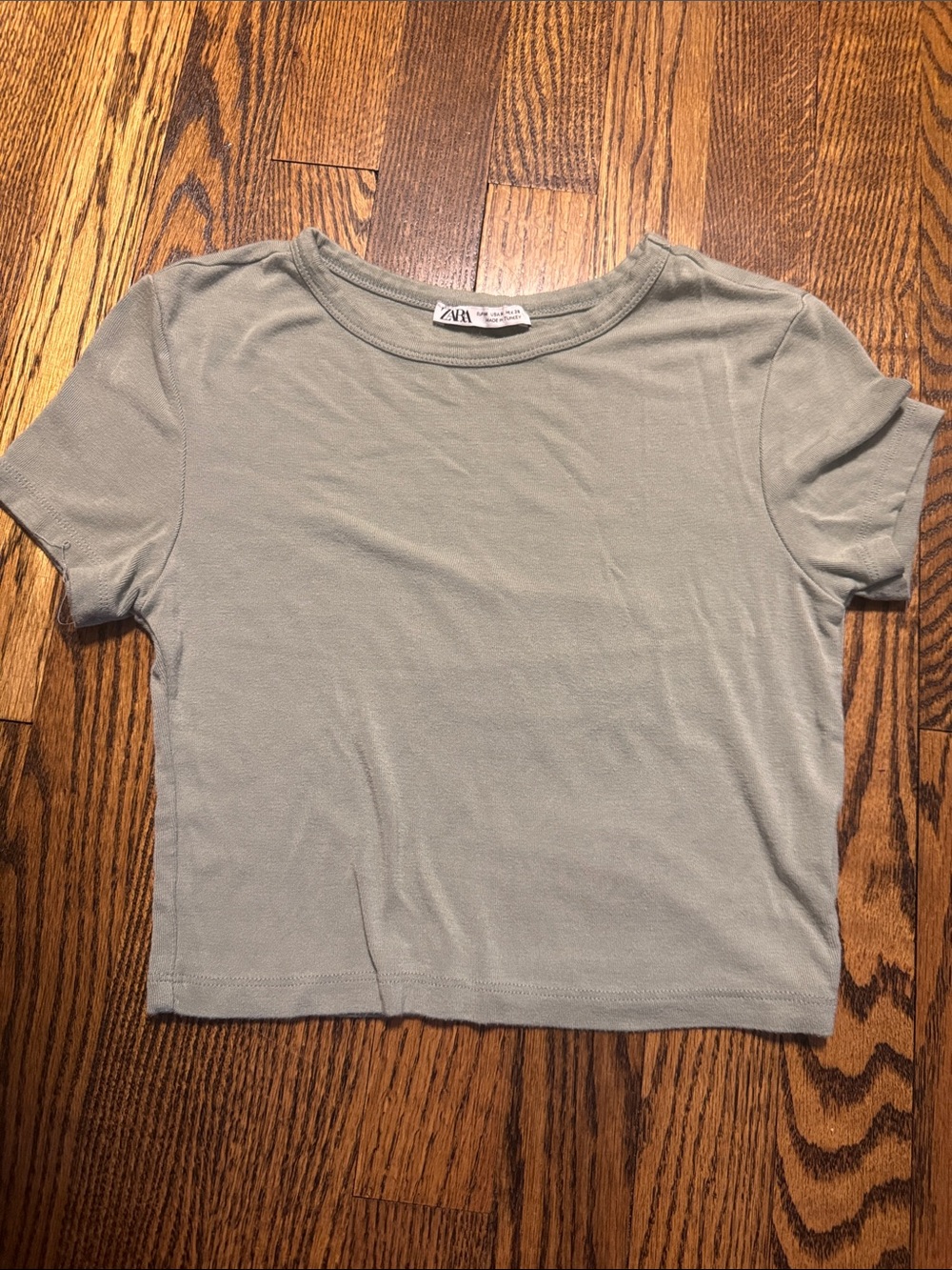ZARA Sage Green Cropped Tee